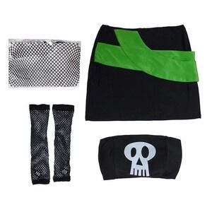 New Med Sam Manson Danny Phantom Halloween‎ Cosplay Costume Set Outfit Fishnets